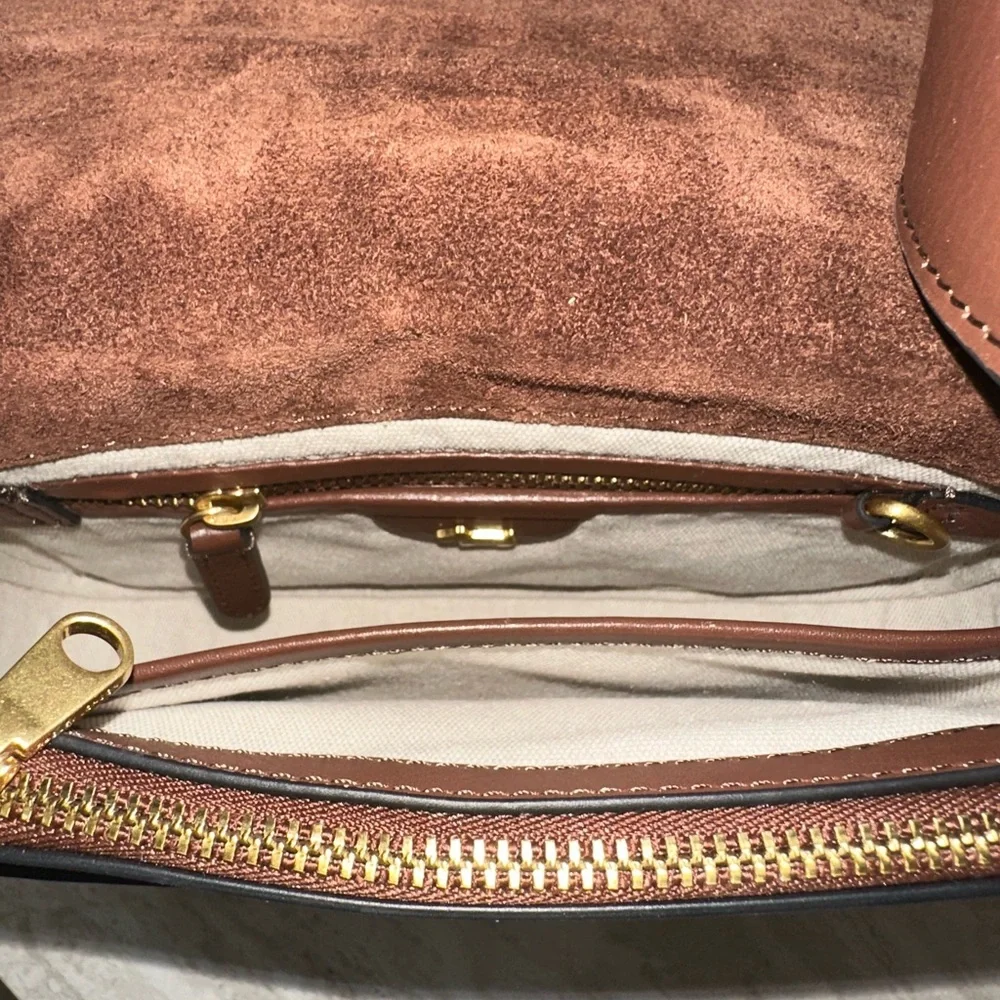 RADLEY LONDON Dark Brown Leather Crossbody with Gold Hardware